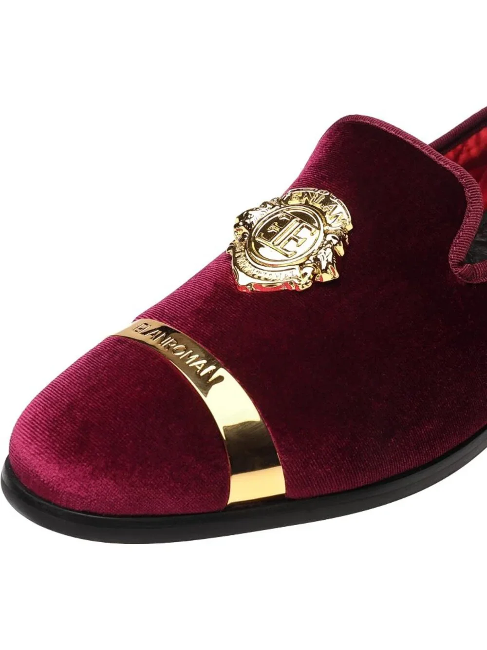 Men's Wine Red Velvet Dress Shoes Wedding Party Prom Formal Slip-on Loafers